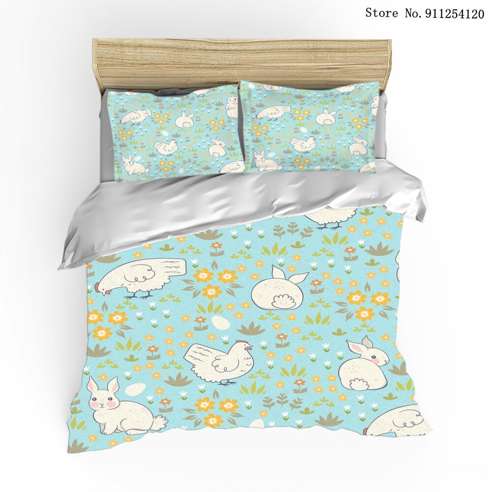 Chicken Rabbit Bedding Sets Home Bedclothes Cartoon  Cover Pillowcase Single Double Queen King Size Kid Teen Boys Bed Cover Duvet Covers