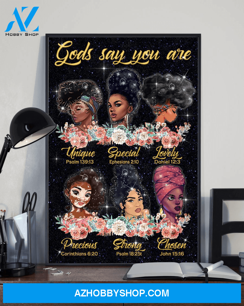 Black Girl Afro Women Black Queen Pride Poster God Says You Are Vintage Poster Canvas