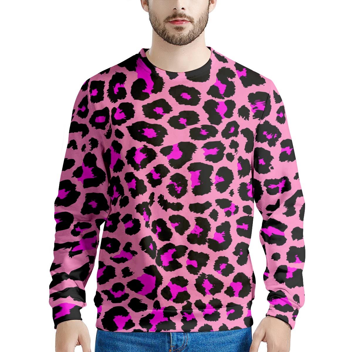 Pink Cheetah Leopard Men’S Sweatshirt