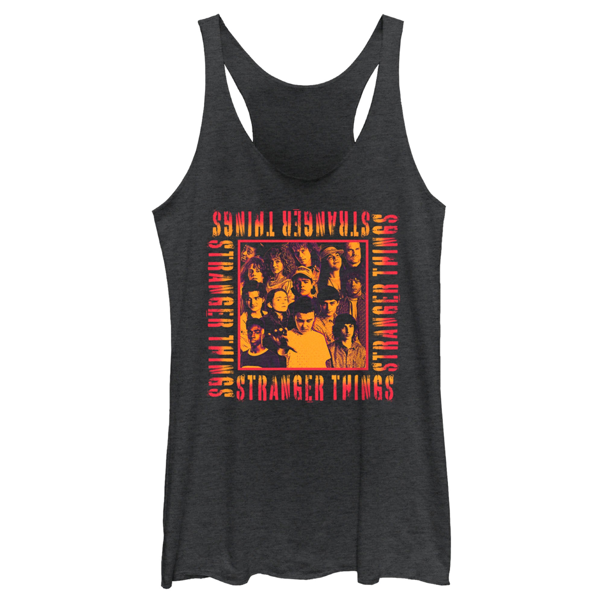 Women’S Stranger Things Orange Group Shot Boxed Up Racerback Tank Top