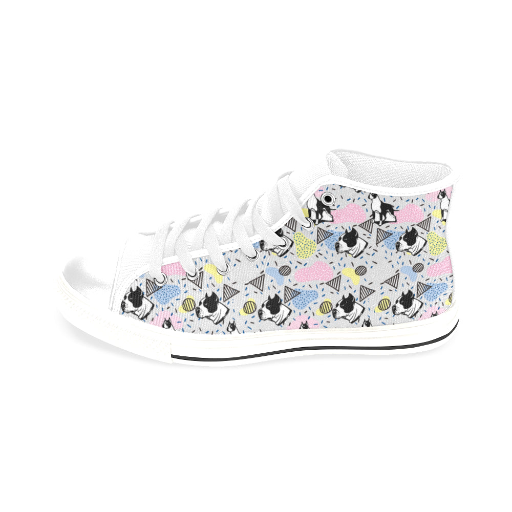 American Staffordshire Terrier Pattern White Men’s Classic High Top Canvas Shoes /Large Size