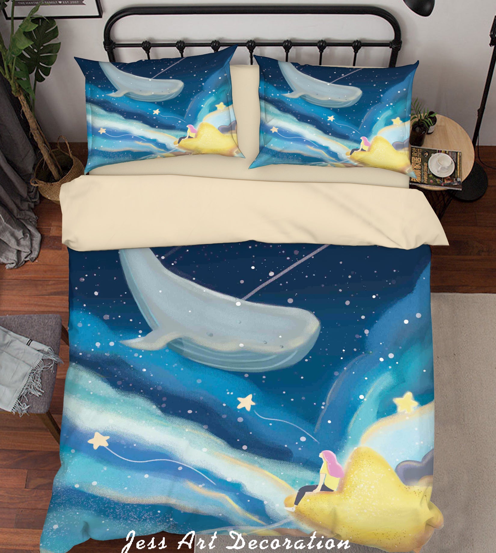 3D Blue Star Dolphin Quilt Cover Set Bedding Set Duvet Cover Pillowcases A482 Lqh