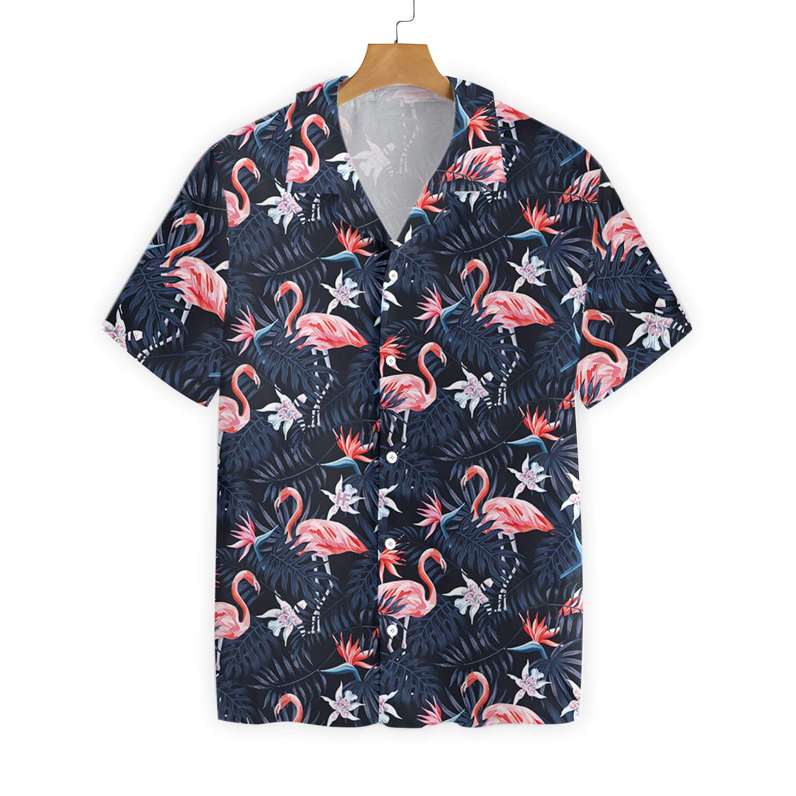 Flamingo Hawaiian Shirt Black Tropical Forest Hawaiian Ha11323