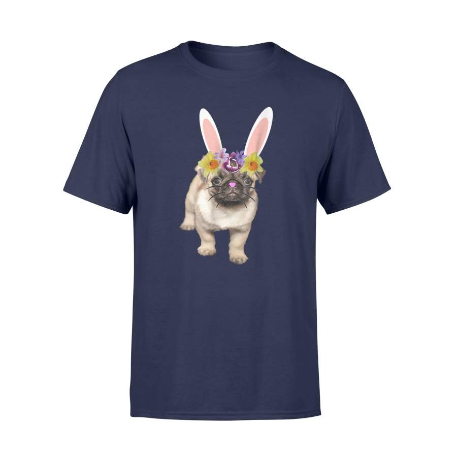 Easter Pug Bunny Shirt Flowers  Daffodils Funny And Cute T Shirt