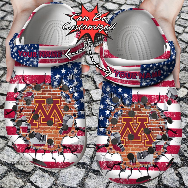 Sport Personalized MGolden Gophers University American Flag New Clog Shoes