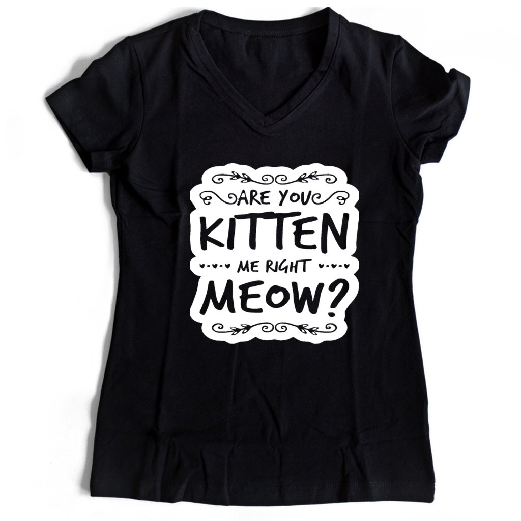 Are You Kitten Me Right Meowm Kitten Me Right Meow Women’s V-Neck Tee T-Shirt