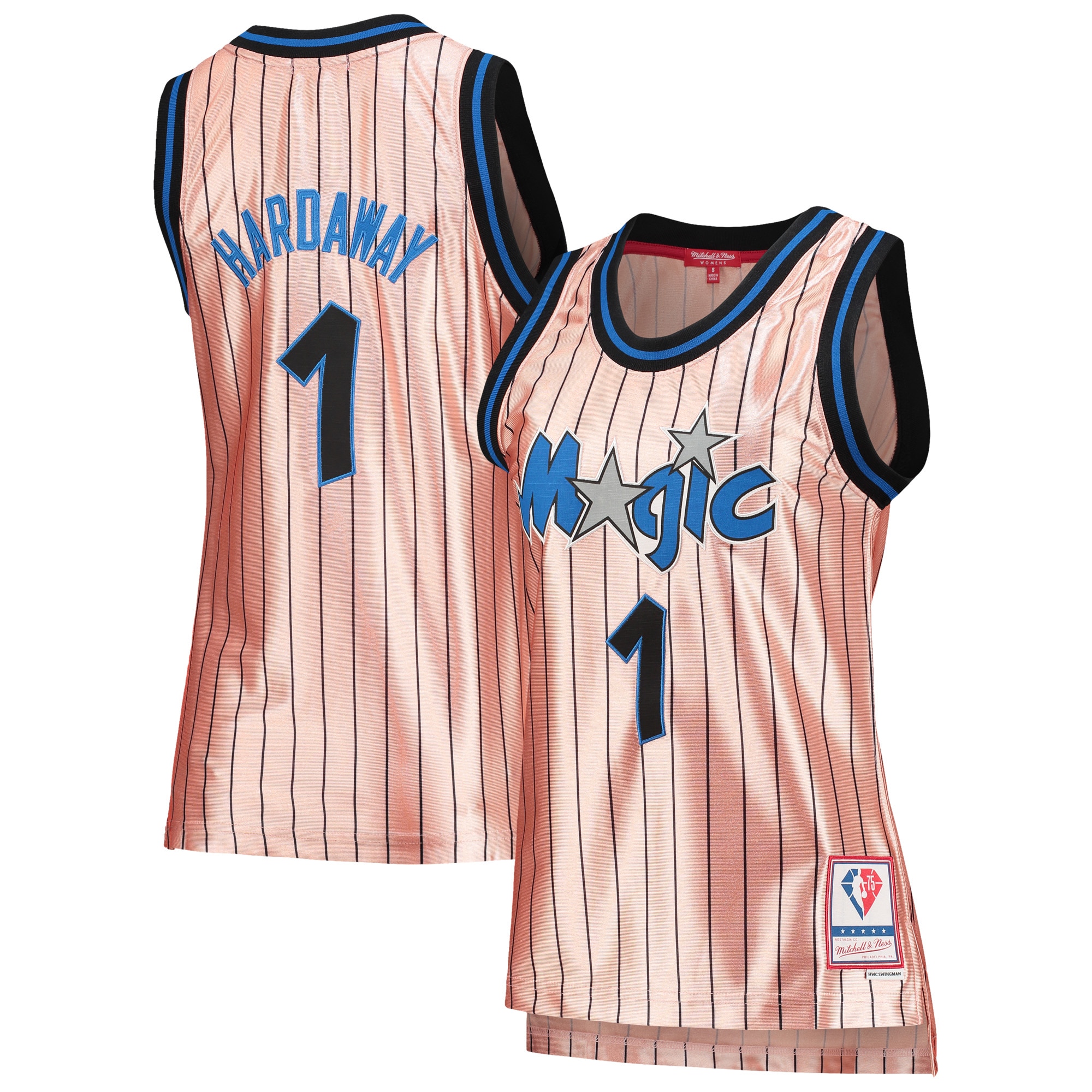 Women's Mitchell & Ness Penny Hardaway Pink Orlando Magic 75th Anniversary Rose Gold 1993 Swingman Jersey