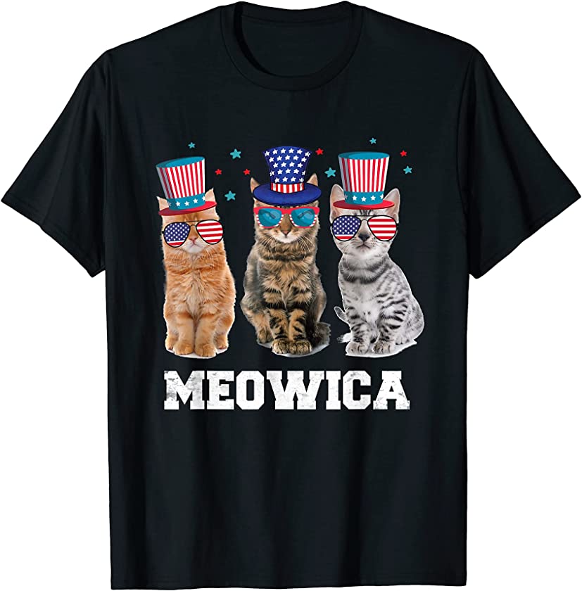 Meowica Cat 4th Of July Kitten Memorial Day T-Shirt