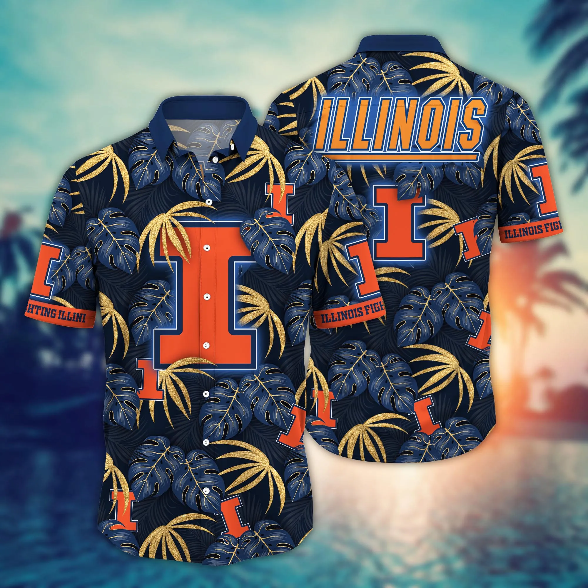 Illinois Fighting Illini NCCA Hawaiian Shirt Beach Season Aloha Shirt