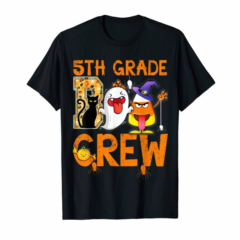 Black Cat Pumpkin Candy Ghost T-shirt 5th Grade Boo Crew