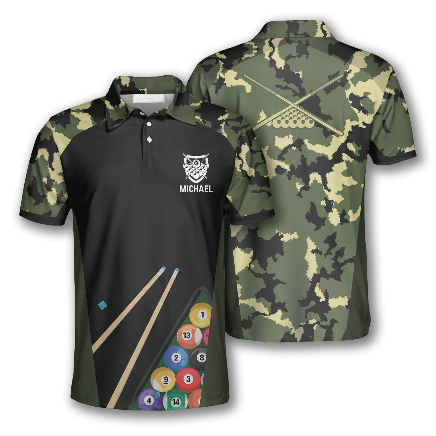 Billiard Camouflage Custom Billiard Shirts For Men, Gift For Team Billiard, Billiard Lover