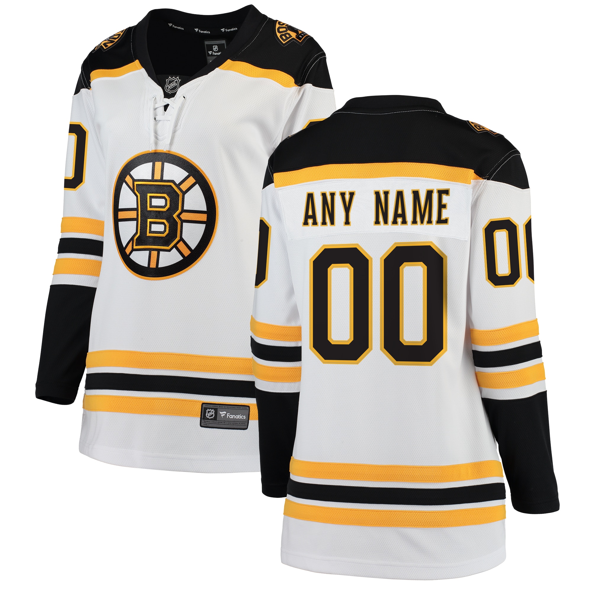 Women's Boston Bruins White Away Breakaway Custom Jersey