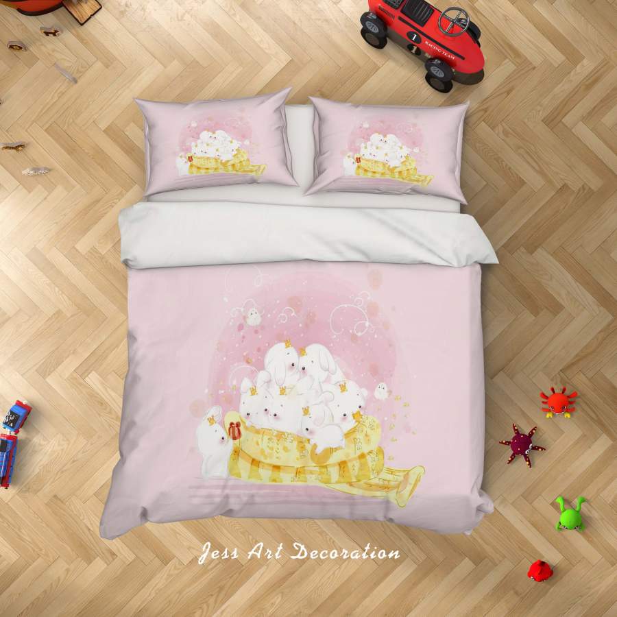 3D Pink Rabbit Quilt Cover Set Bedding Set Duvet Cover Pillowcases SF01