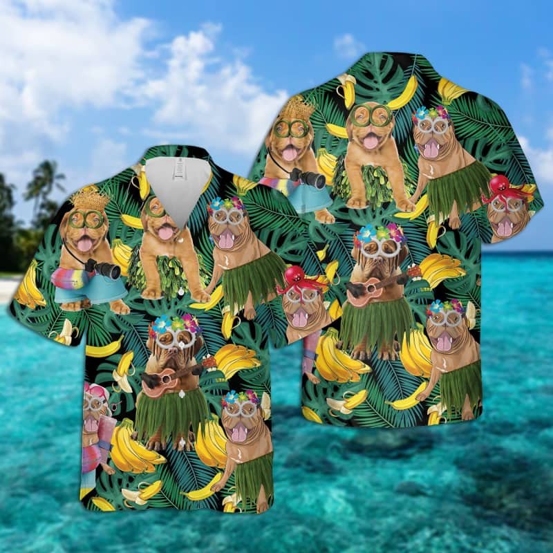 Felacia Dogue De Bordeaux Summer Leaves Hawaii Shirt 2 Ha79652