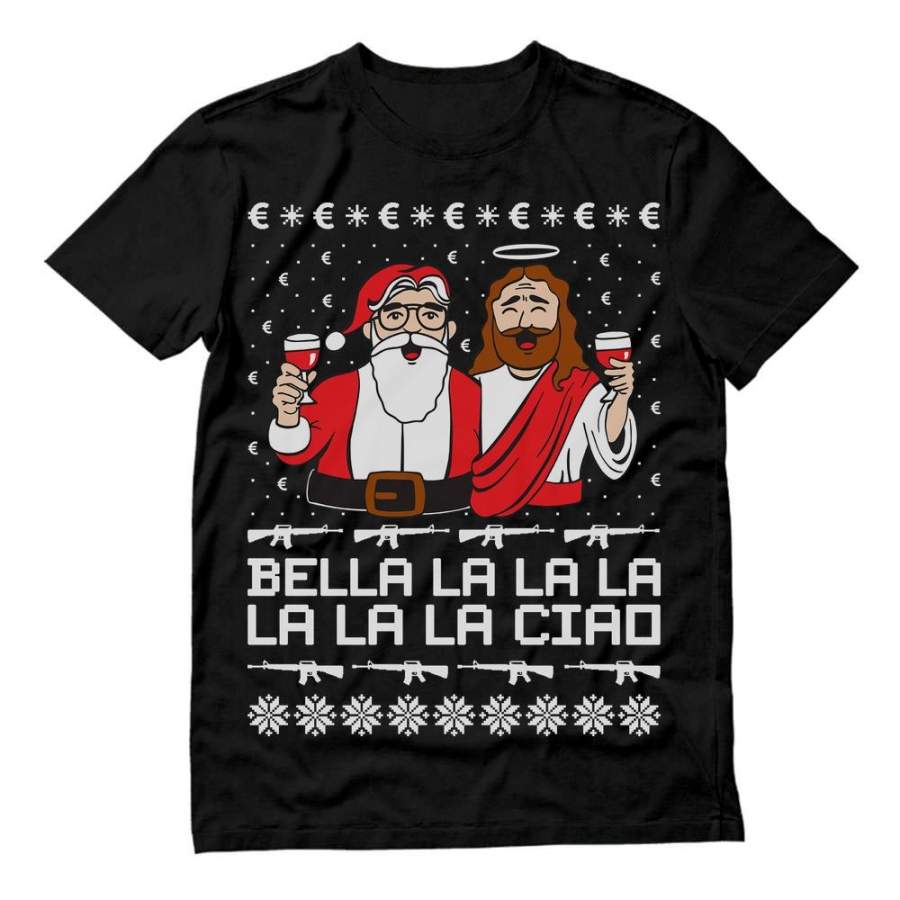 Bella Ciao Ugly Christmas Santa El Profesor & Berlin Jesus T-Shirt