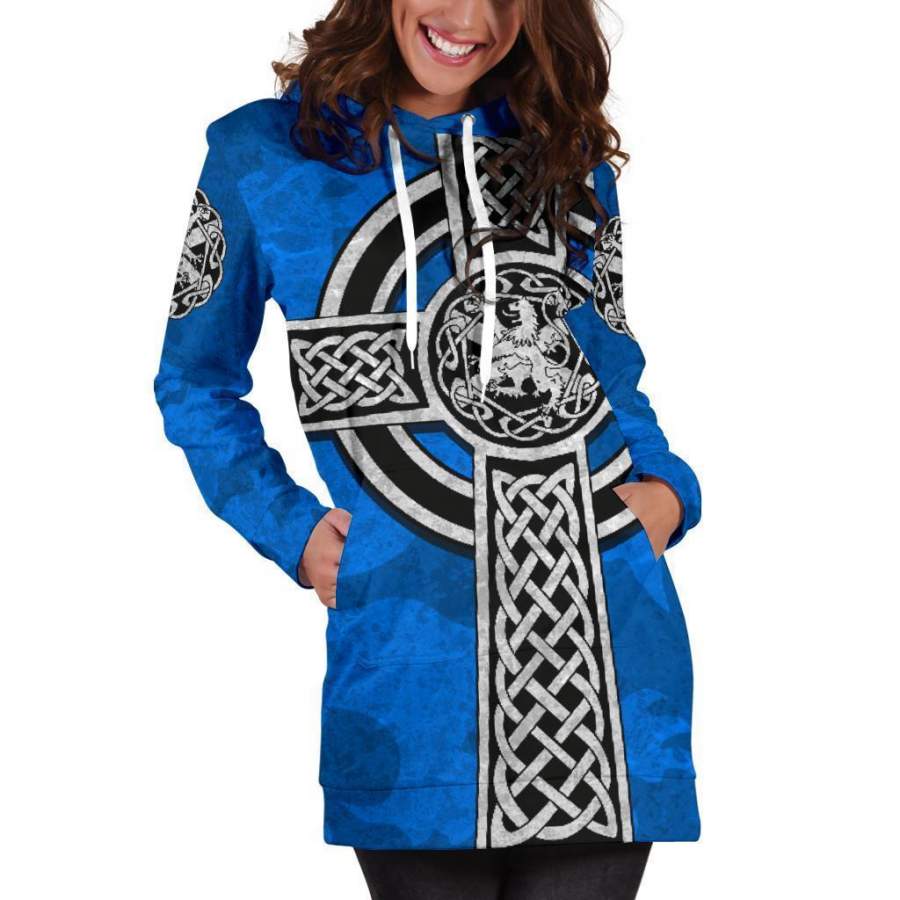 Scottish Lion Celtic Cross Hoodie Dress NNK1521