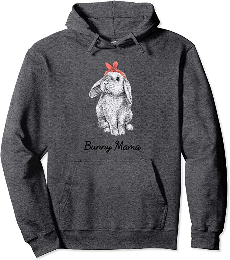 Cute Bunny Mama Lop Eared Rabbit Wearing Bandana Pullover Hoodie