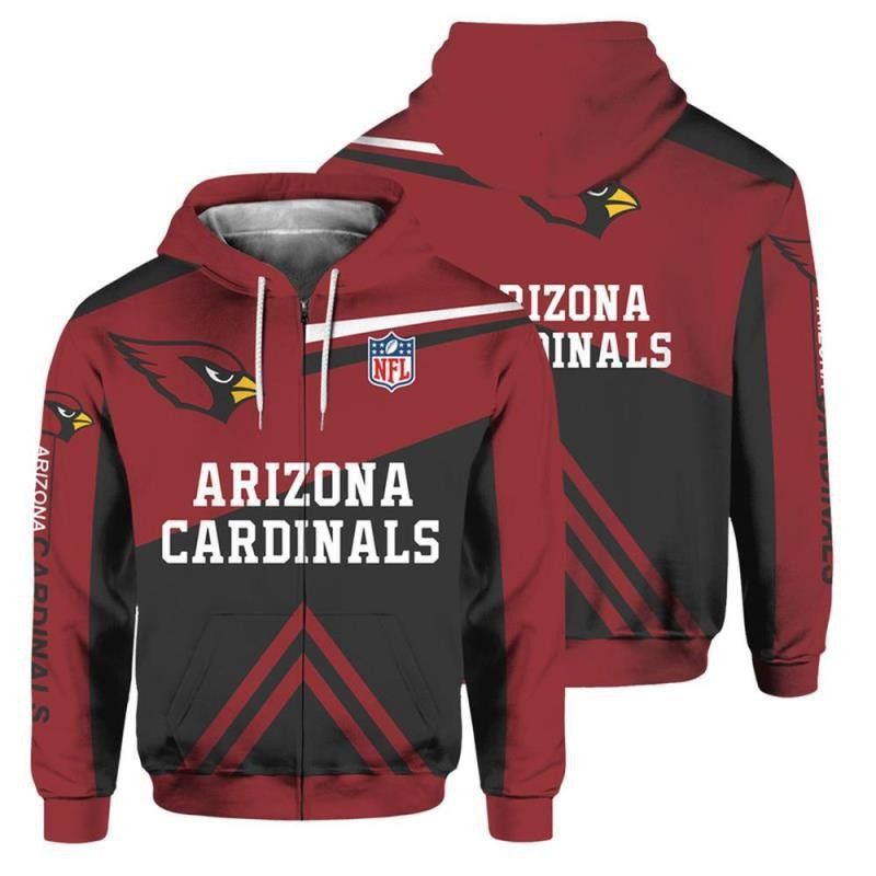 Men’s Arizona Cardinals Soft Fleece Pullover Zip Hoodie Sweatshirt