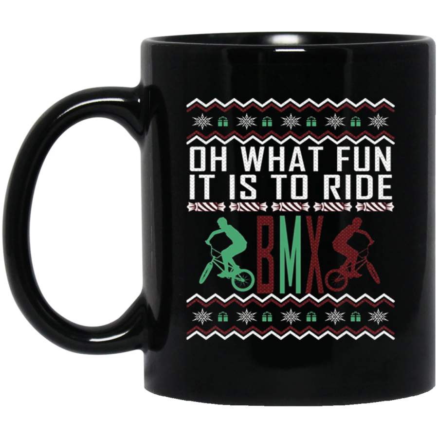 BMX Bike Riding Ugly Christmas Mug 11 oz 15 oz Black Mug