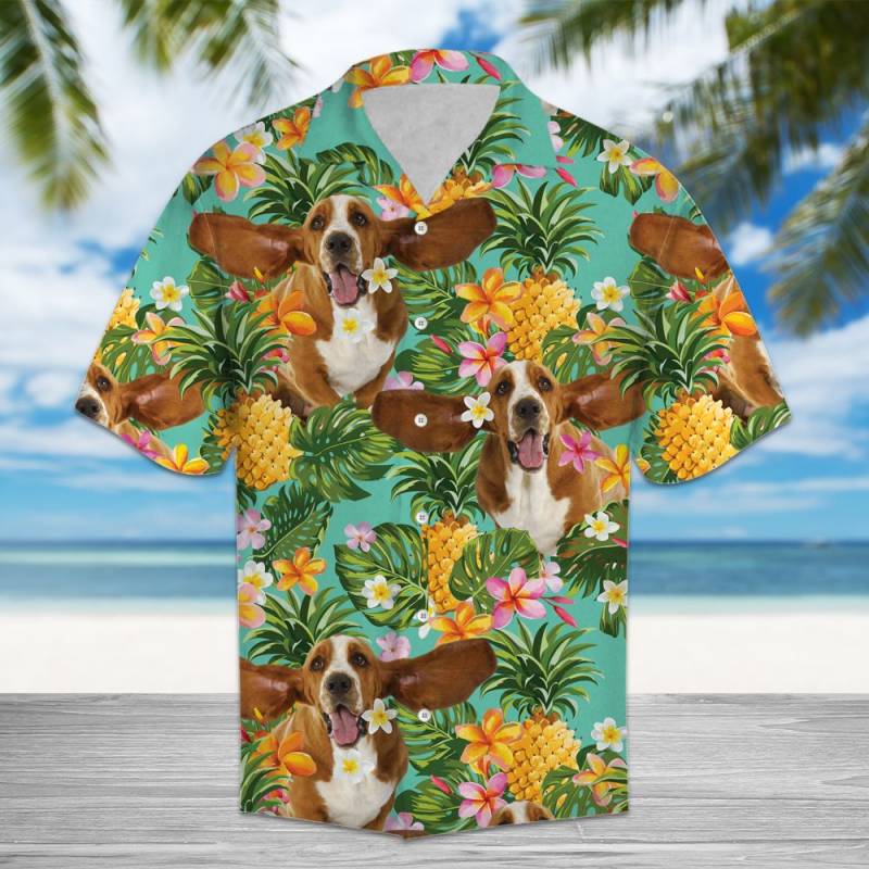 Tropical Pineapple Basset Hound Hawaiian Shirt Ha97412