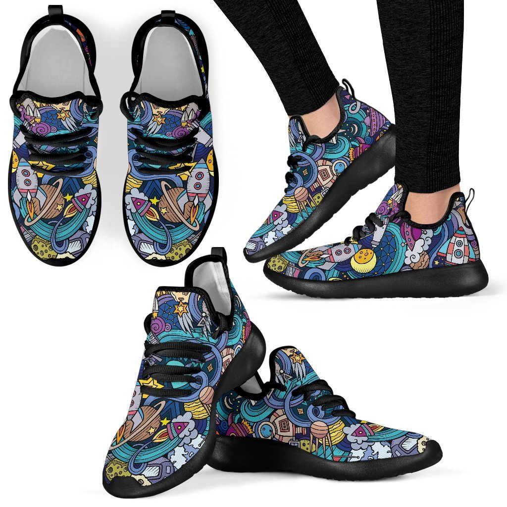 Abstract Cartoon Galaxy Space Print Mesh Knit Shoes