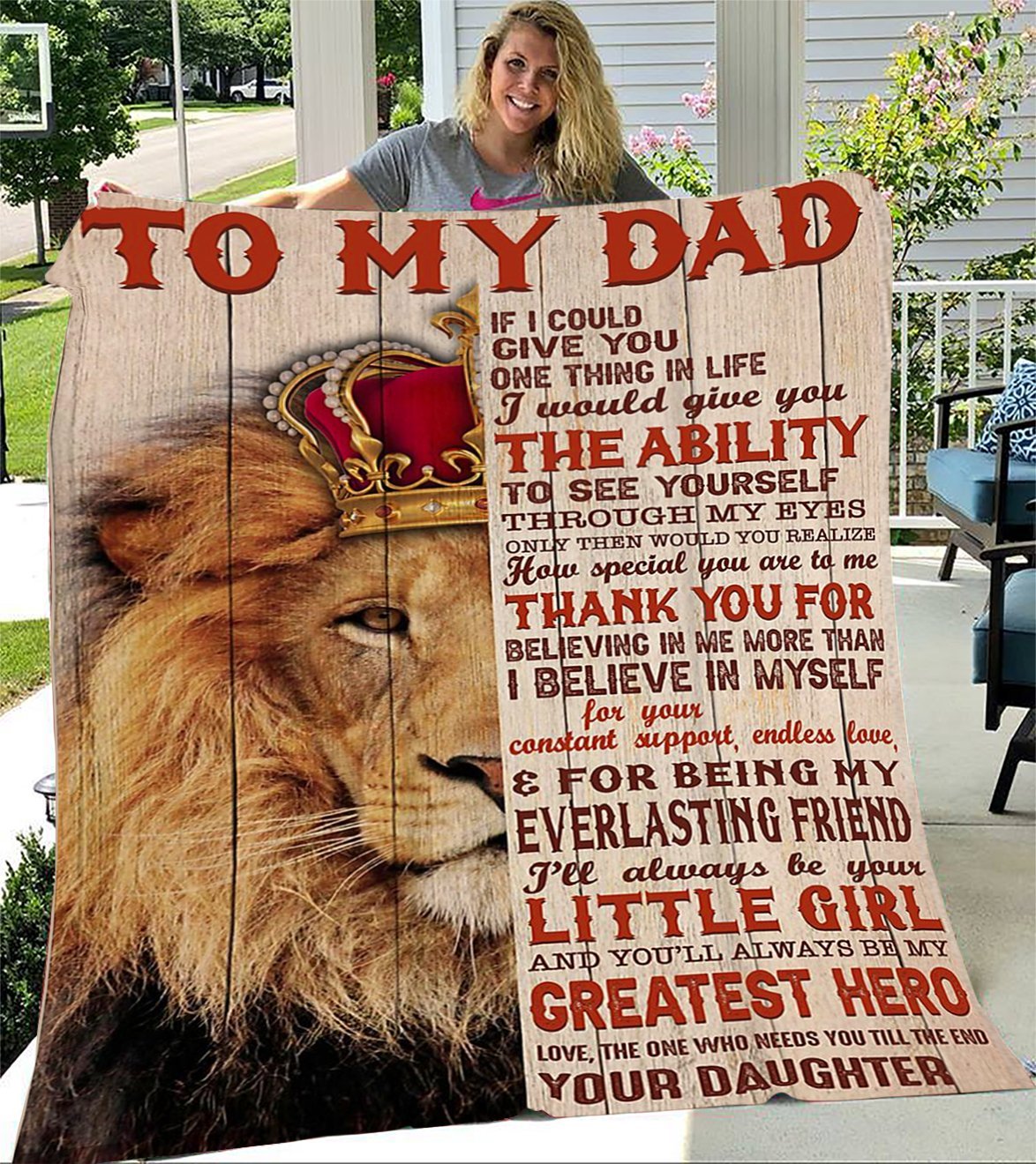 To My The Lion Dad Thank You For Believe In Me Your Daughter Cozy Fleece Blanket, Sherpa Blanket