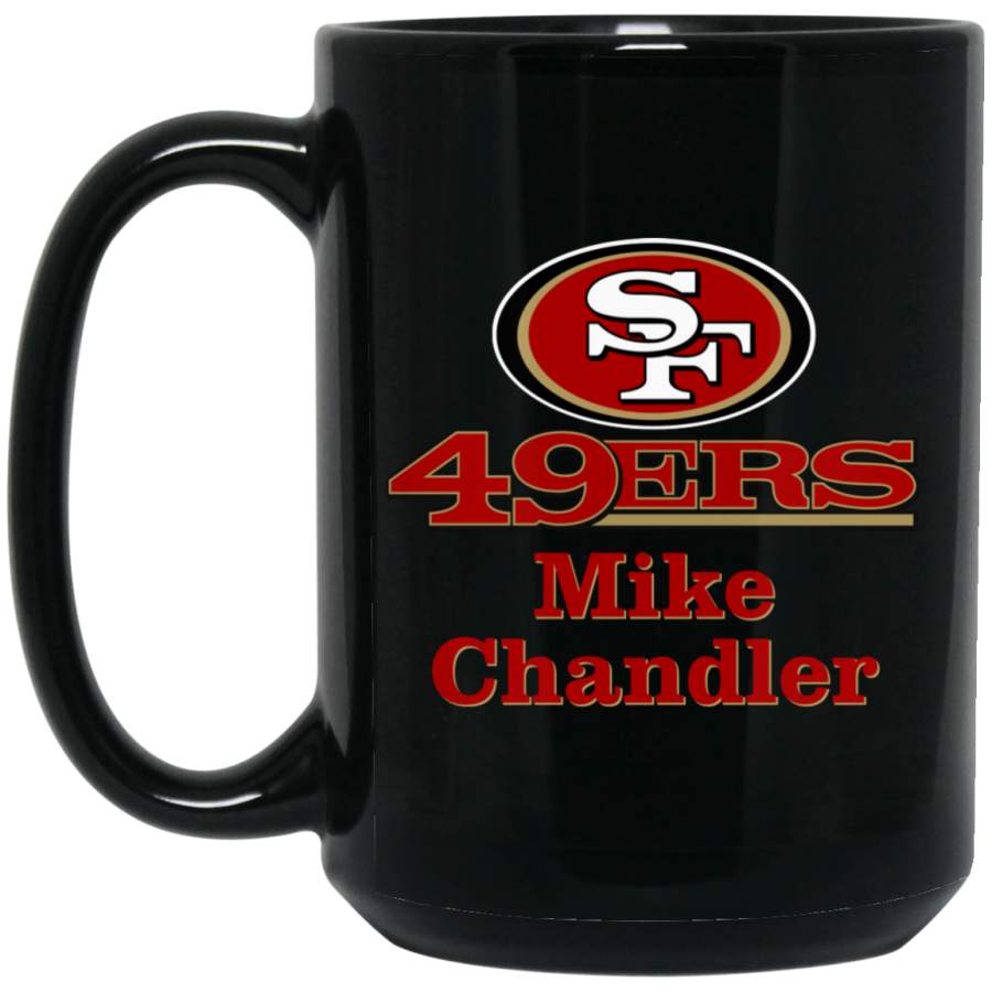 Custom Personalized San Francisco 49ers Logo & Text Mike Chandler BM15OZ 15 oz. Black Mug