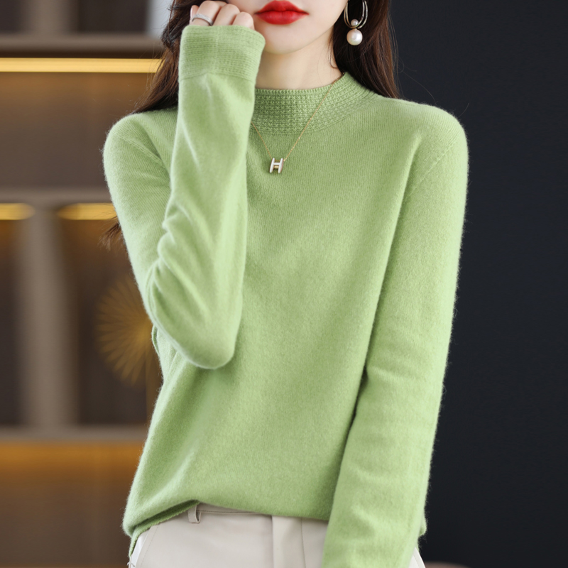 2022 Autumn/Winter New Seamless One-Line Ready-To-Wear 100% Wool Women’s Pullovers Half TurtleneckThreadedFashion Sweaters alx