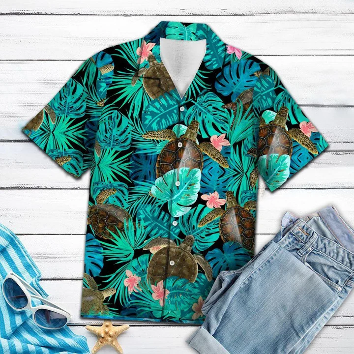 Summer Turtle Tropical Jungle Hawaii Aloha Shirt For Men Women Ha60920