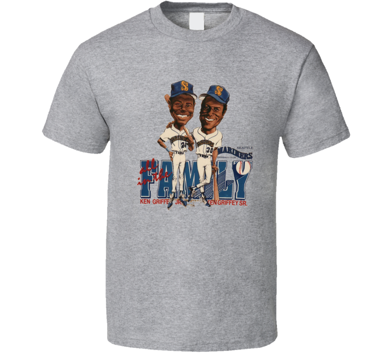 Ken Griffey Jr And Sr Griffey Family Retro Baseball Caricature T Shirt