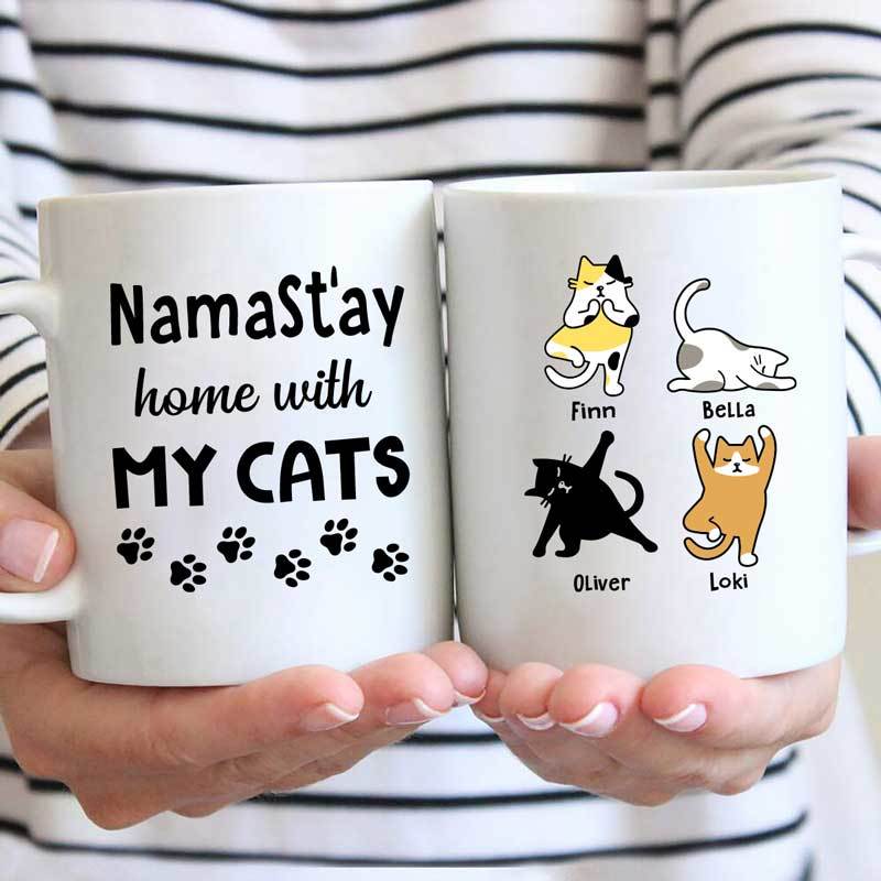 Namastay Home With My Cats Personalized Cat Coffee Mug