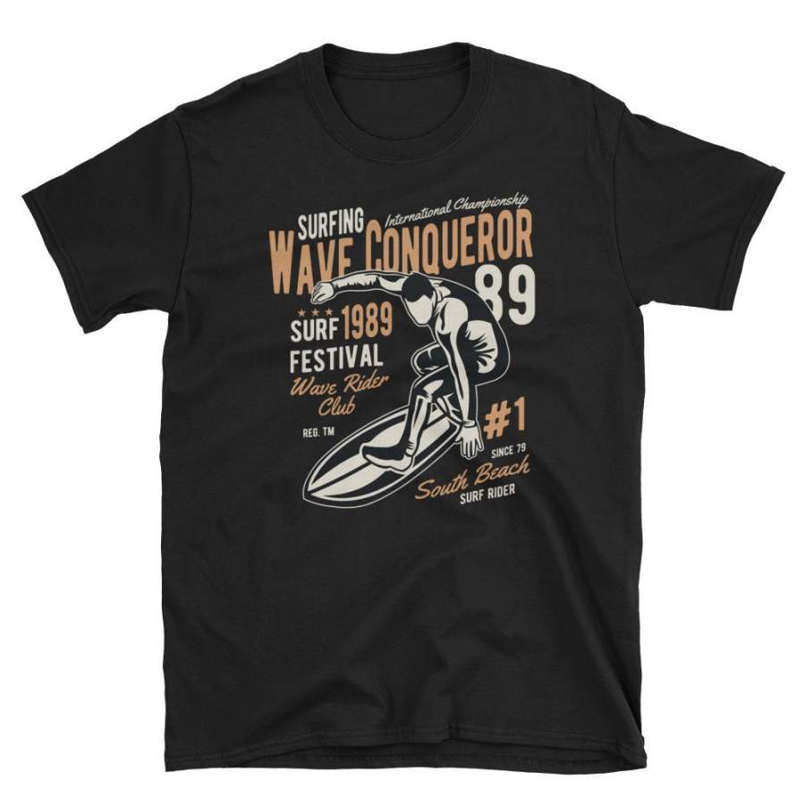 Wave Conqueror Surfing Vintage Poster T-Shirt