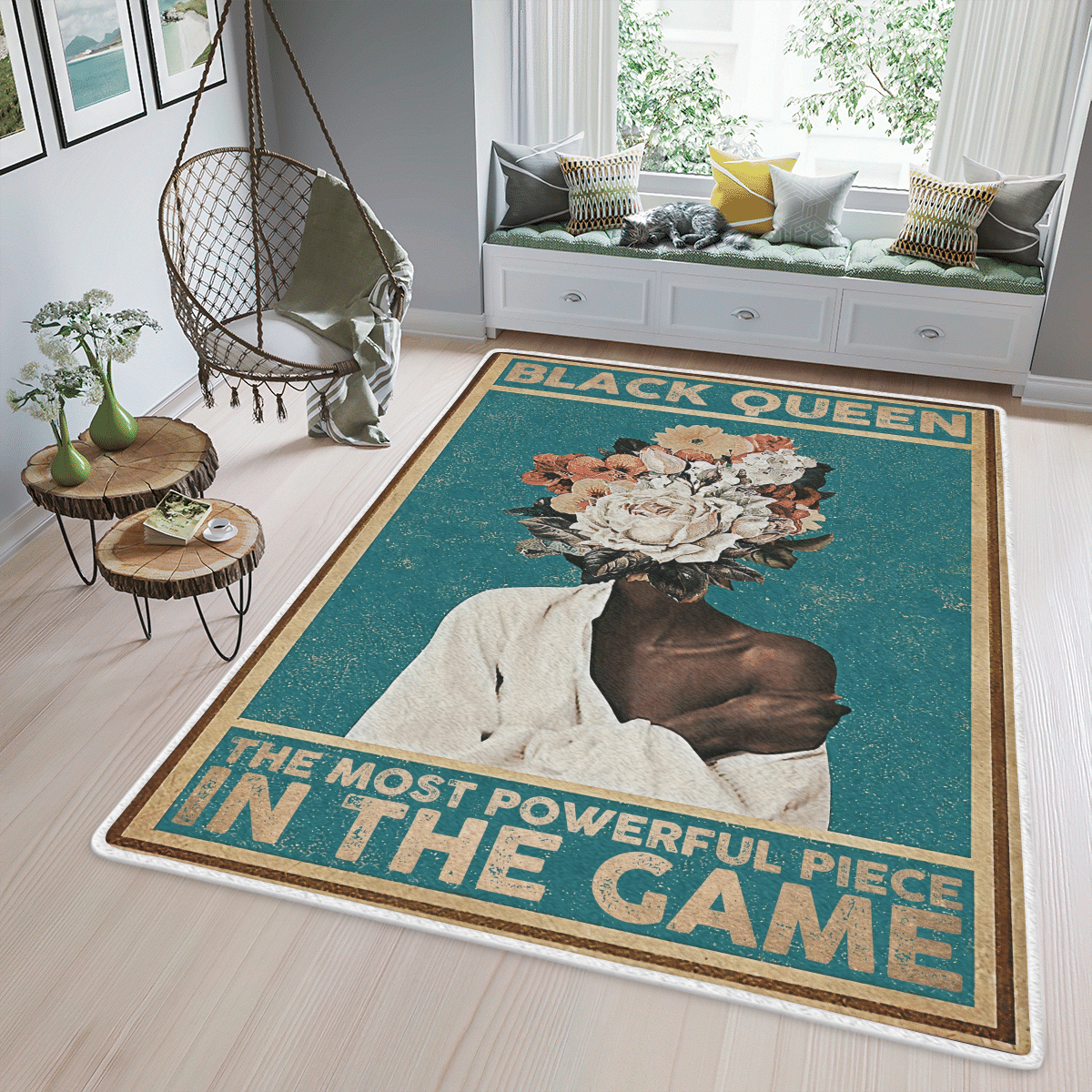 Wooni Black Queen The Most Powerful Piece In The Game Area Rug, Rectangle Rug Wn11032217