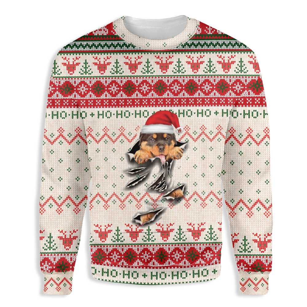 Ugly Christmas Rottweiler Scratch Ez12 1510 All Over Print Sweatshirt