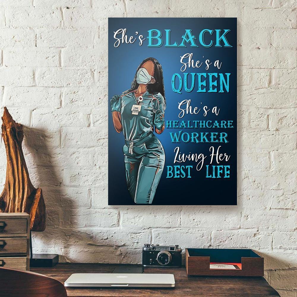 Canvas Art Prints She’S Black She’S A Queen A Healthcare Worker Vertical Canvas Wall Art Attractive Living Room Bedroom Bathroom Home Decoration