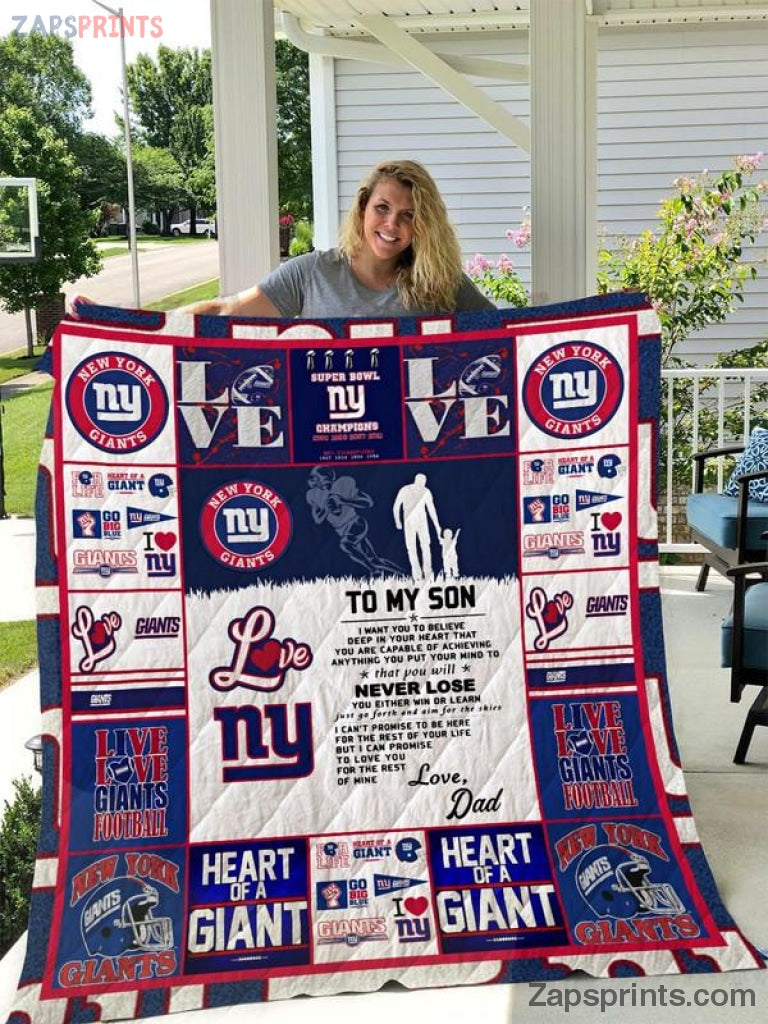 New York Giants To My Son Love Dad 3D Printing Quilt Gift For Fan Football Lovers