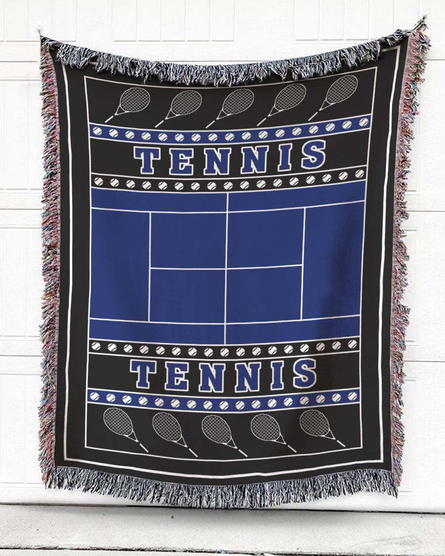 Woven Throw For Sports Lovers Christmas Gift, Tennis, Cotton Blanket