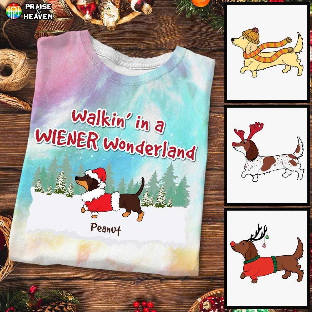 Dachshund Personalized Dog Christmas Tie Dye Shirt Sweatshirt Hoodie Ap425