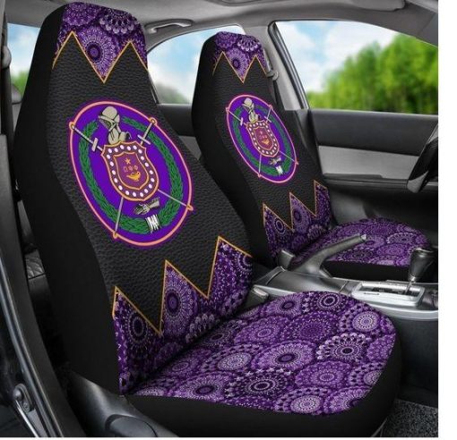 Omega Psi Phi 1911 Crest Flower Mandala Pattern Car Seat Covers