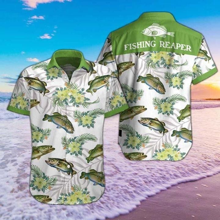 Gift For Father Fishing Reaper Green Tropical Unisex Hawaii Shirts Ha76747