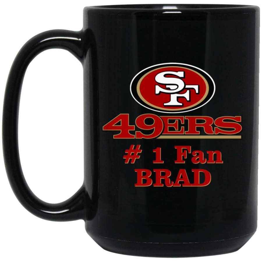 Custom Personalized San Francisco 49ers Logo & Text Brad BM15OZ 15 oz. Black Mug