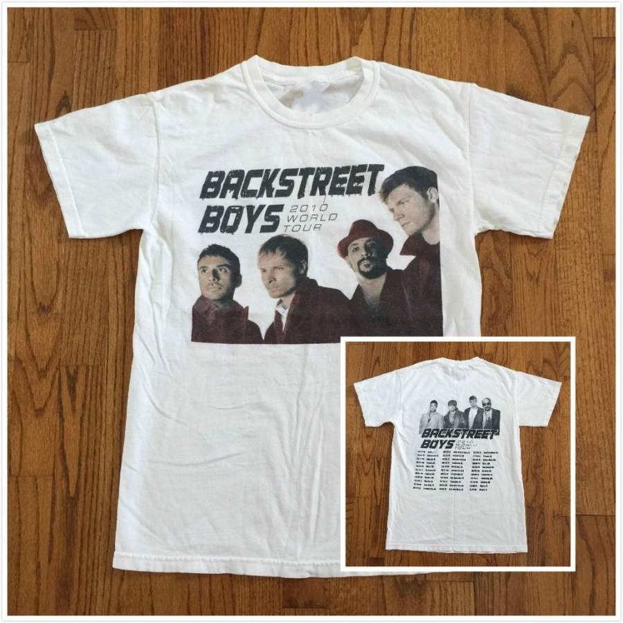 Backstreet Boys T-Shirt 2010 World Tour With Dates Rare No Kevin