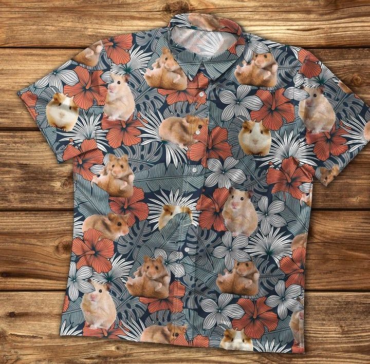 Hamster Button Up Hawaii Unisex Print Aloha Short Sleeve Casual Shirt Ha61276