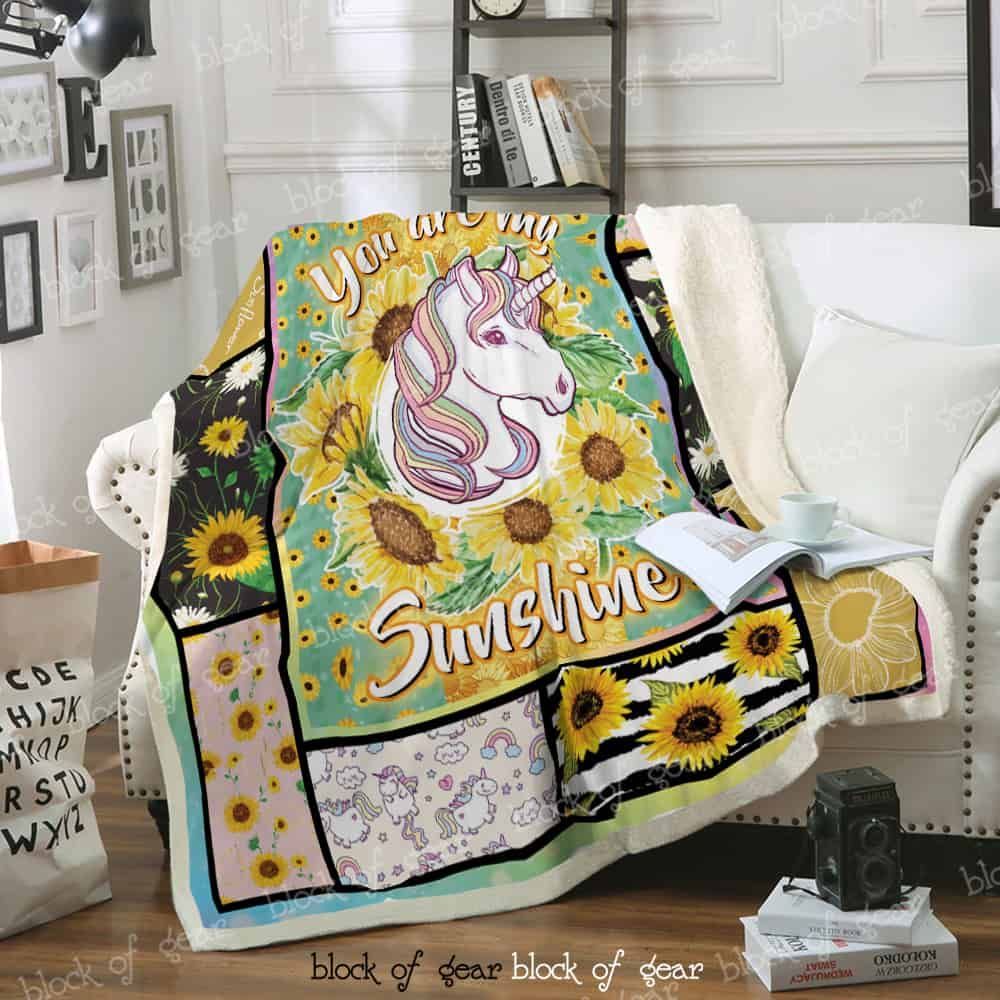 You Are My Sunshine  Unicorn Sofa Throw Blanket D267