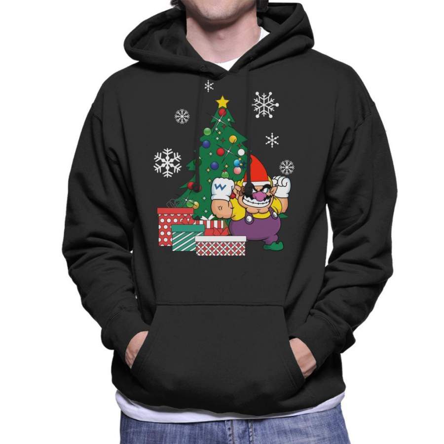 Wario Around The Christmas Tree Super Mario Bros Men’s Hooded Sweatshirt