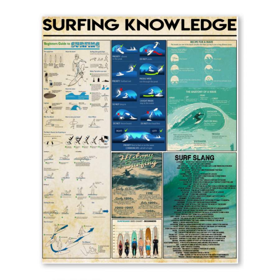 Surfing Knowledge Special Unique Custom Design Canvas Gift For Sport Lovers