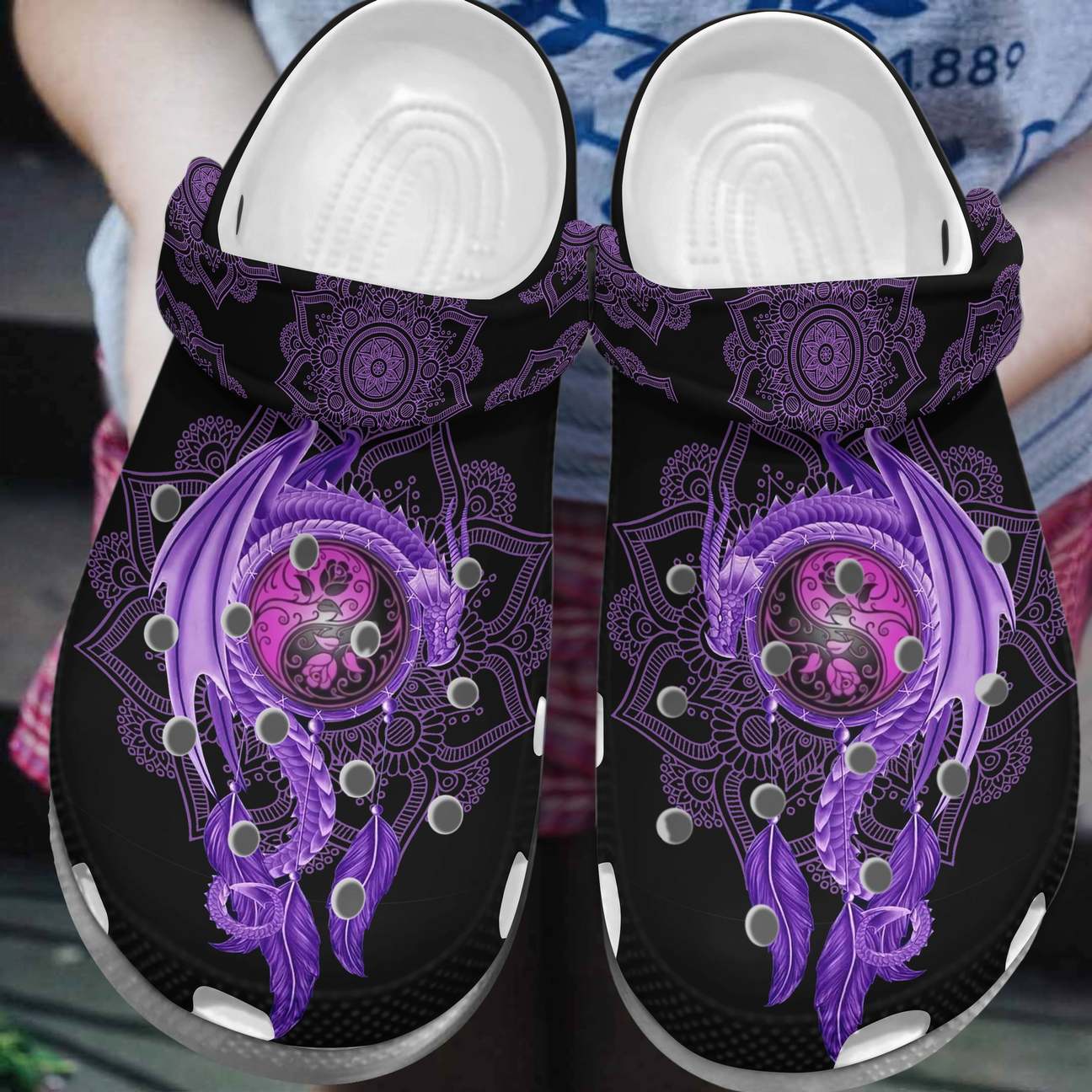 Dragon Personalized Clog, Custom Name, Text, Color, Number Fashion Style For Women, Men, Kid, Print 3D Life Purple Dragon