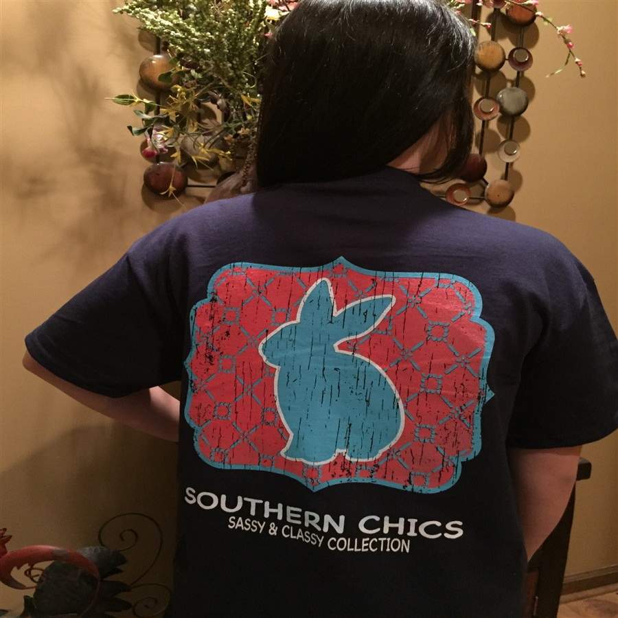 SALE Southern Chics Sassy Classy Collection Preppy Bunny Rabbit Distressed Bright T Shirt