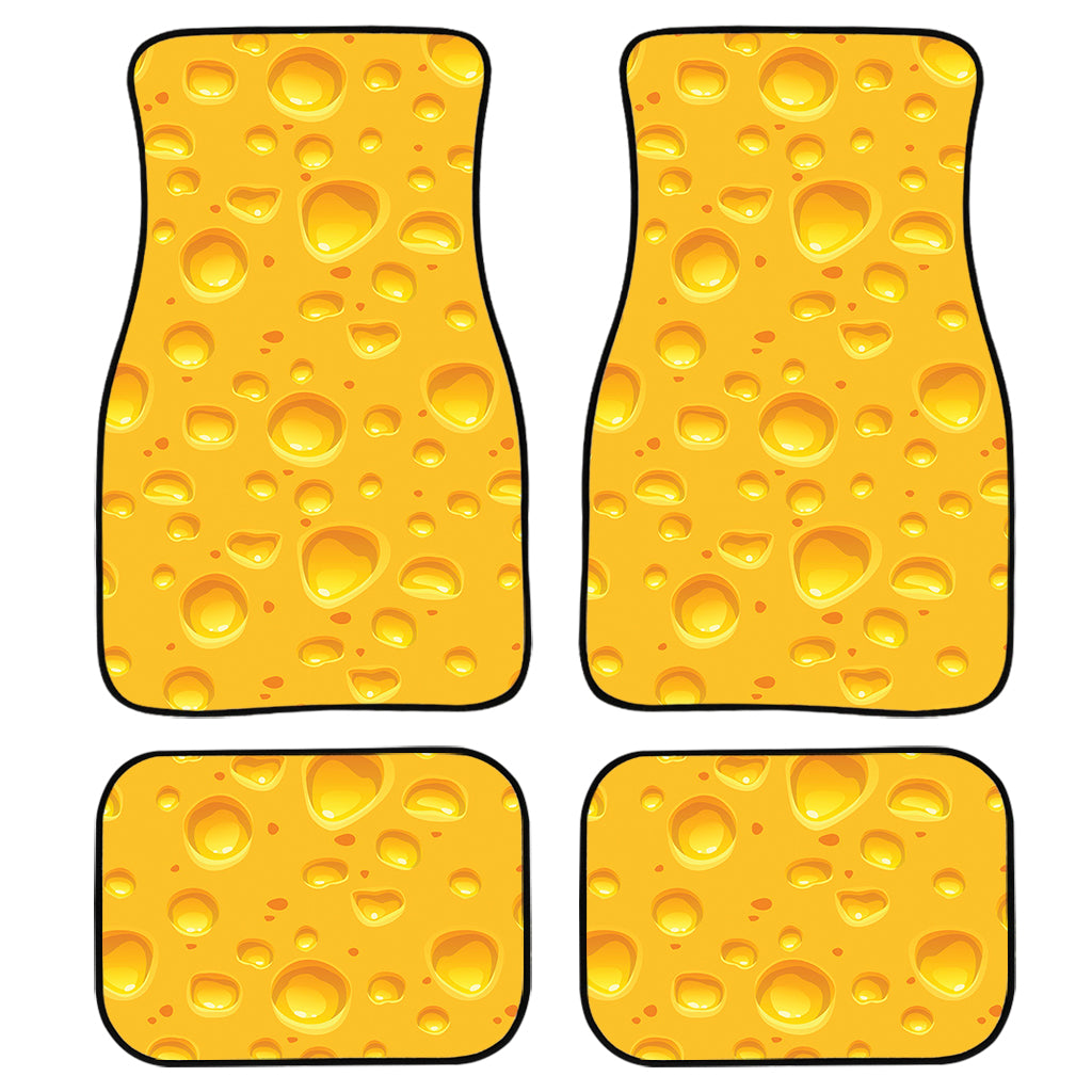 Yellow Cheese Print Front And Back Car Floor Mats, Front Car Mat