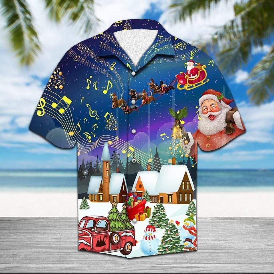 Get Here Hawaii Aloha Shirts Dachshunds Sleigh Christmas Ha57962